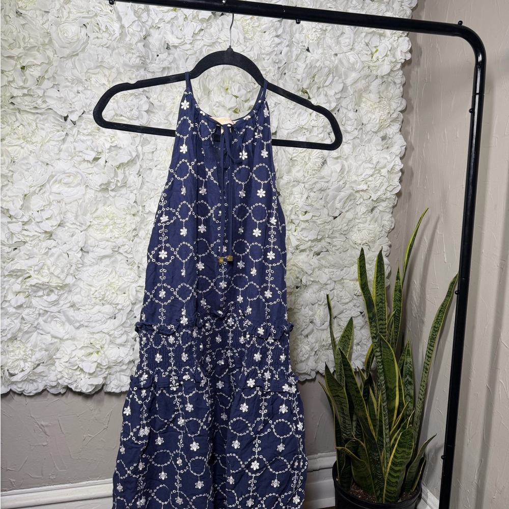 MICHAEL Michael Kors Navy Dress with White Floral Pattern